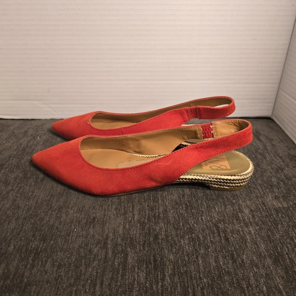 DV8 Dolce Vita Womens Red Suede Pointed Toe Slingback Espadrille Flats Size 6.5
